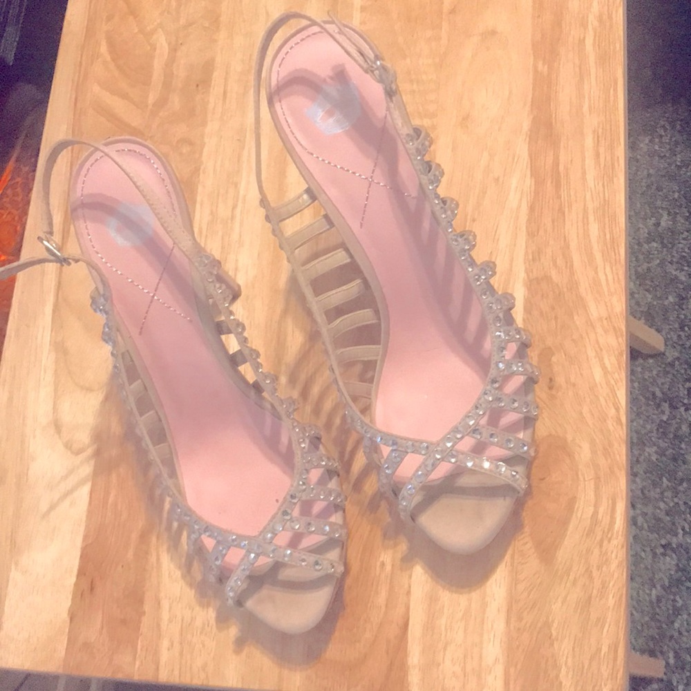 Gold jeweled high heels